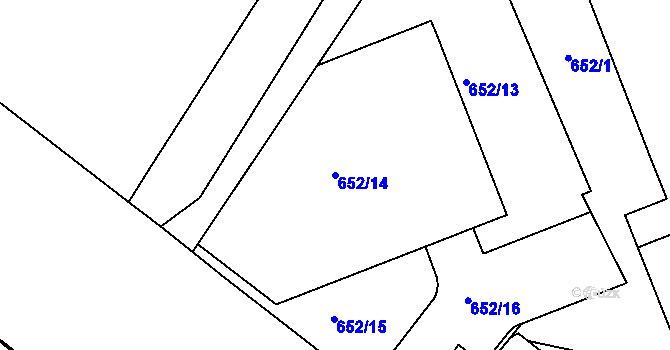 Parcela st. 652/14 v KÚ Holešovice, Katastrální mapa