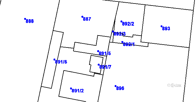 Parcela st. 891/5 v KÚ Holešovice, Katastrální mapa