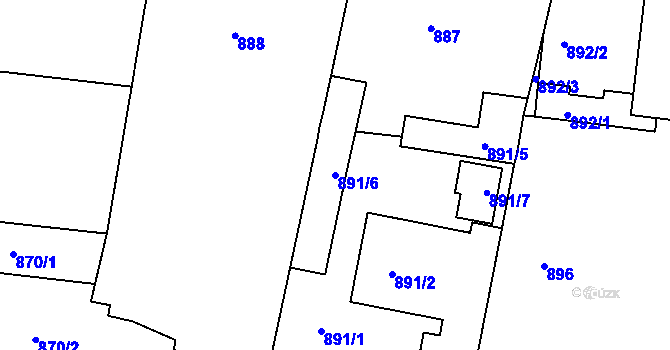 Parcela st. 891/6 v KÚ Holešovice, Katastrální mapa