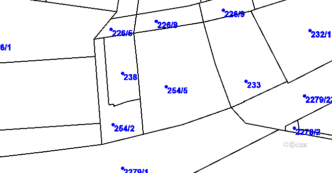Parcela st. 254/5 v KÚ Holešovice, Katastrální mapa