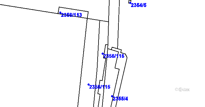 Parcela st. 2356/116 v KÚ Holešovice, Katastrální mapa