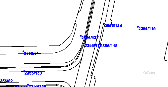 Parcela st. 2356/117 v KÚ Holešovice, Katastrální mapa