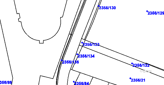 Parcela st. 2356/133 v KÚ Holešovice, Katastrální mapa