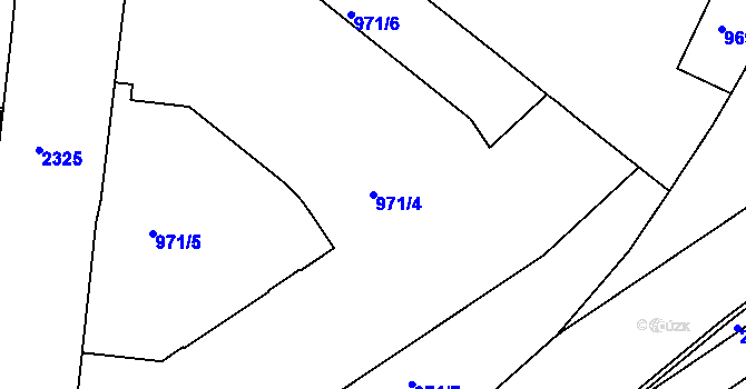 Parcela st. 971/4 v KÚ Holešovice, Katastrální mapa