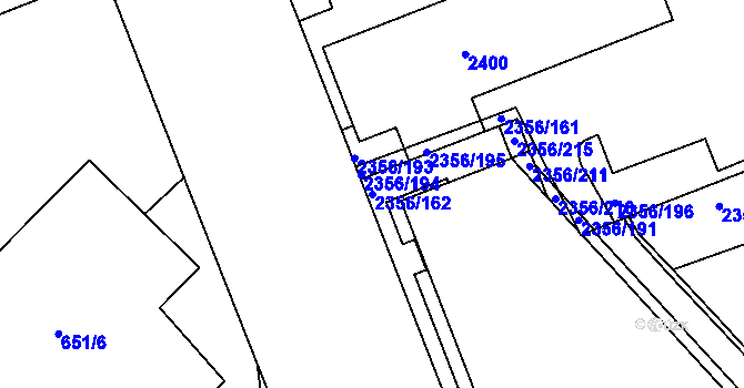Parcela st. 2356/162 v KÚ Holešovice, Katastrální mapa
