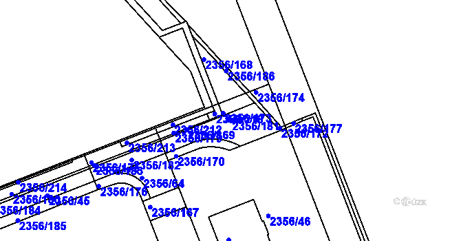 Parcela st. 2356/181 v KÚ Holešovice, Katastrální mapa