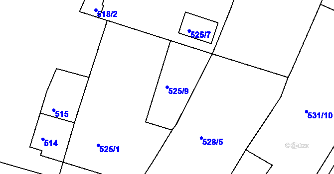Parcela st. 525/9 v KÚ Holešovice, Katastrální mapa