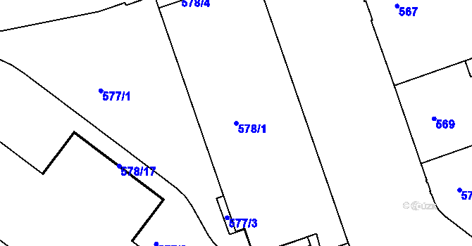 Parcela st. 578/1 v KÚ Holešovice, Katastrální mapa