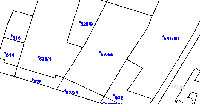 Parcela st. 528/5 v KÚ Holešovice, Katastrální mapa