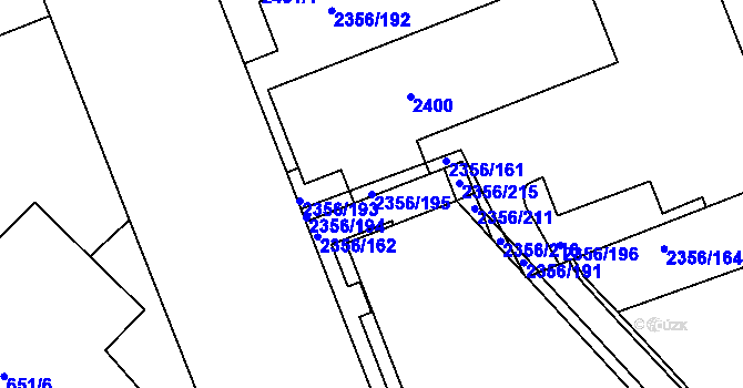 Parcela st. 2356/195 v KÚ Holešovice, Katastrální mapa