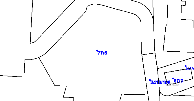 Parcela st. 77/5 v KÚ Holešovice, Katastrální mapa