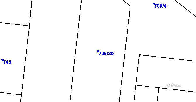 Parcela st. 708/20 v KÚ Holešovice, Katastrální mapa