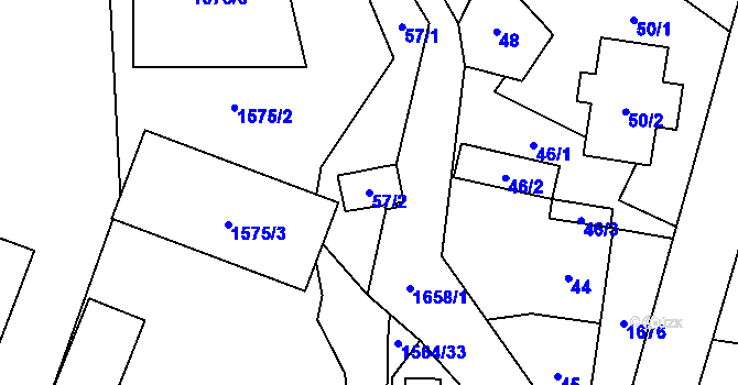 Parcela st. 57/2 v KÚ Troja, Katastrální mapa