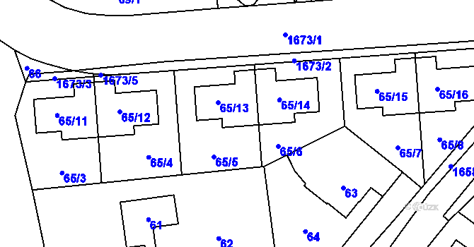 Parcela st. 65 v KÚ Troja, Katastrální mapa