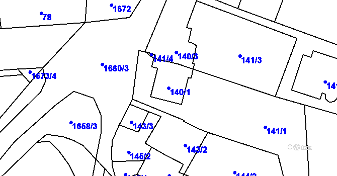 Parcela st. 140/1 v KÚ Troja, Katastrální mapa