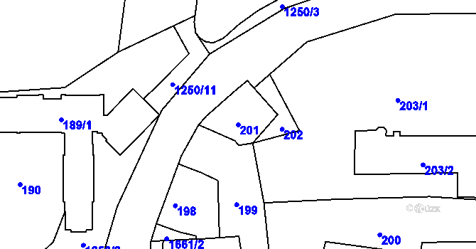 Parcela st. 201 v KÚ Troja, Katastrální mapa