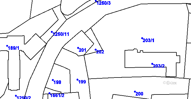 Parcela st. 202 v KÚ Troja, Katastrální mapa