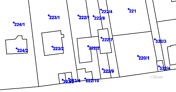 Parcela st. 222/2 v KÚ Troja, Katastrální mapa