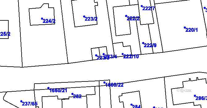 Parcela st. 223/4 v KÚ Troja, Katastrální mapa