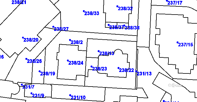 Parcela st. 238/13 v KÚ Troja, Katastrální mapa