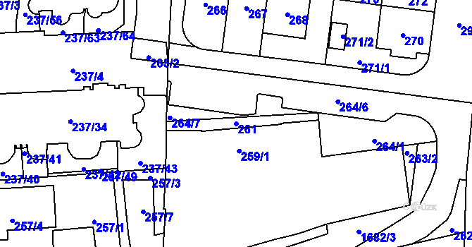 Parcela st. 261 v KÚ Troja, Katastrální mapa