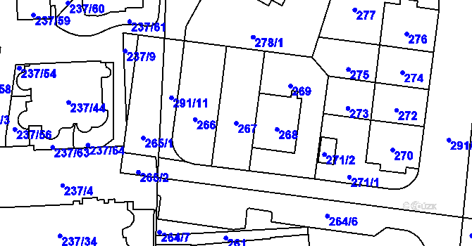 Parcela st. 267 v KÚ Troja, Katastrální mapa