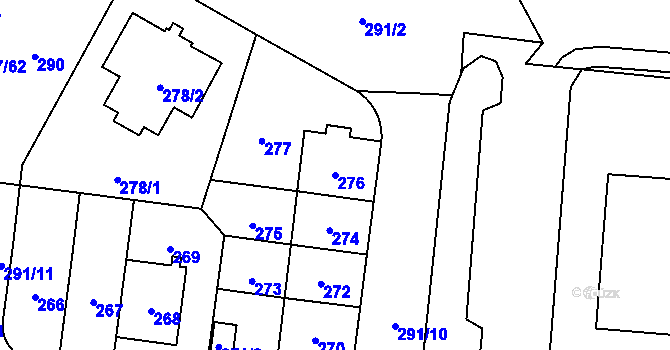 Parcela st. 276 v KÚ Troja, Katastrální mapa