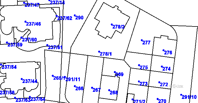 Parcela st. 278/1 v KÚ Troja, Katastrální mapa