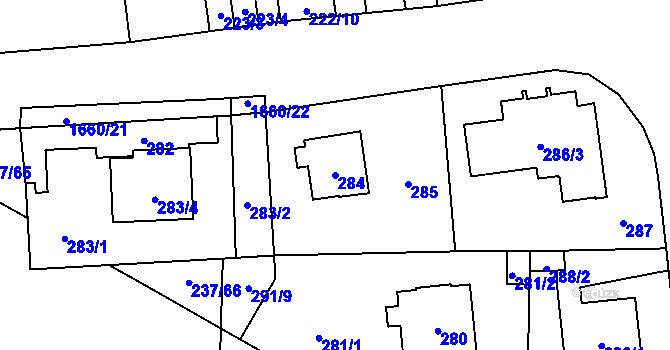 Parcela st. 284 v KÚ Troja, Katastrální mapa