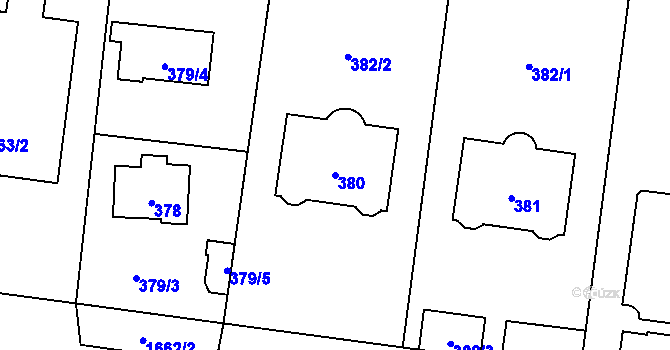 Parcela st. 380 v KÚ Troja, Katastrální mapa