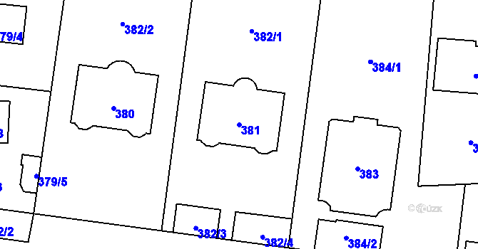 Parcela st. 381 v KÚ Troja, Katastrální mapa