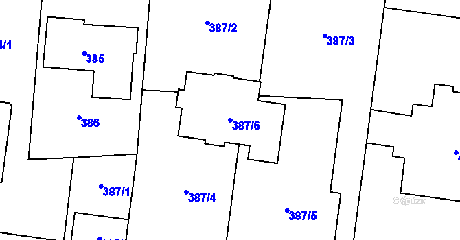 Parcela st. 387/6 v KÚ Troja, Katastrální mapa