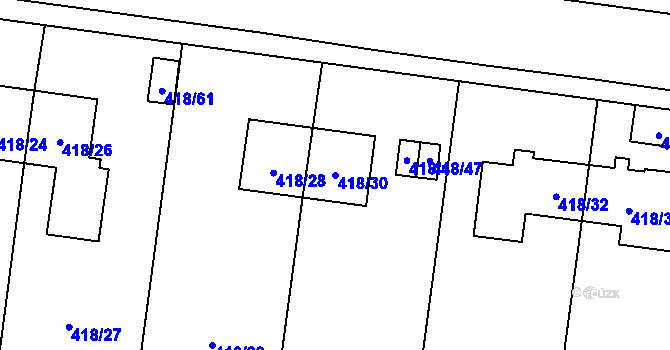 Parcela st. 418/30 v KÚ Troja, Katastrální mapa