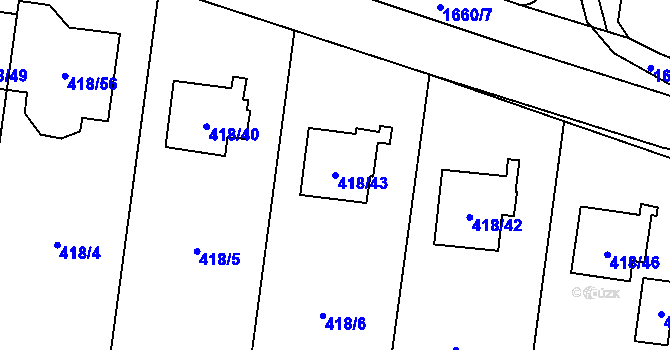 Parcela st. 418/43 v KÚ Troja, Katastrální mapa