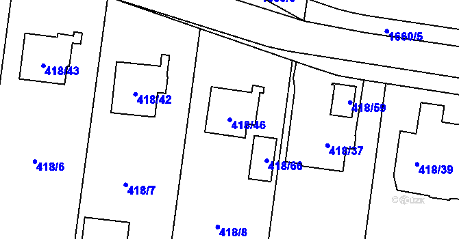 Parcela st. 418/46 v KÚ Troja, Katastrální mapa