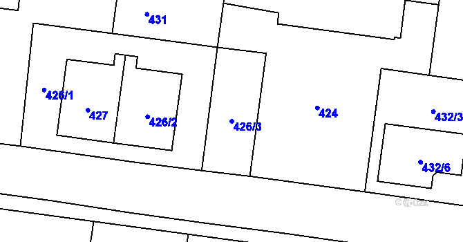 Parcela st. 426/3 v KÚ Troja, Katastrální mapa