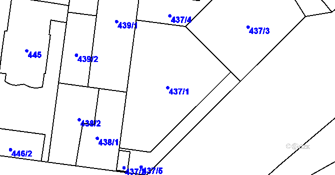 Parcela st. 437/1 v KÚ Troja, Katastrální mapa
