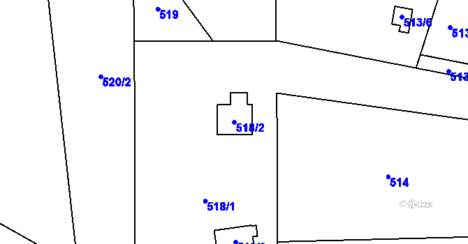 Parcela st. 518/2 v KÚ Troja, Katastrální mapa