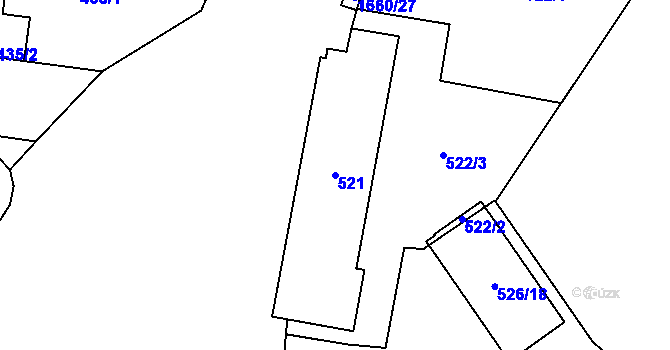 Parcela st. 521 v KÚ Troja, Katastrální mapa