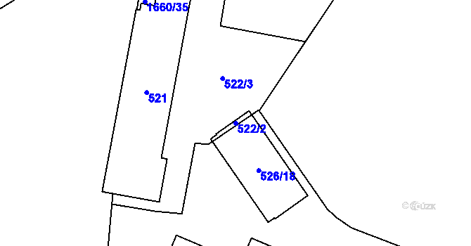 Parcela st. 522/2 v KÚ Troja, Katastrální mapa