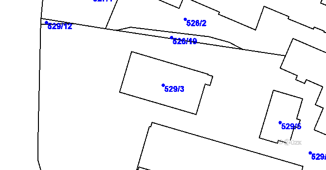 Parcela st. 529/3 v KÚ Troja, Katastrální mapa