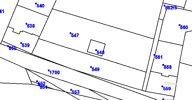 Parcela st. 548 v KÚ Troja, Katastrální mapa