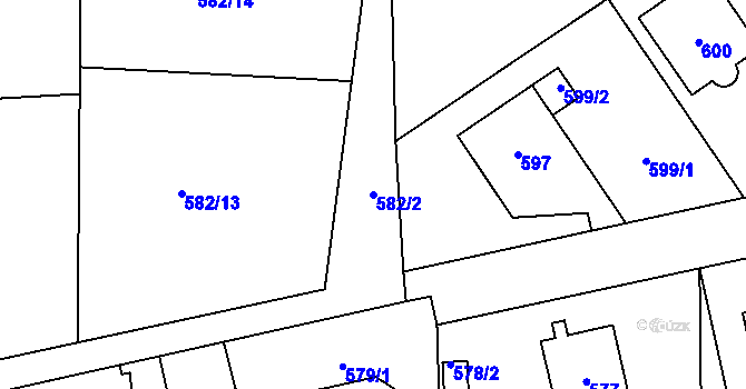 Parcela st. 582/2 v KÚ Troja, Katastrální mapa