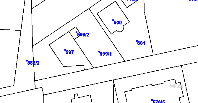 Parcela st. 599/1 v KÚ Troja, Katastrální mapa
