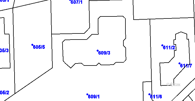 Parcela st. 609/3 v KÚ Troja, Katastrální mapa