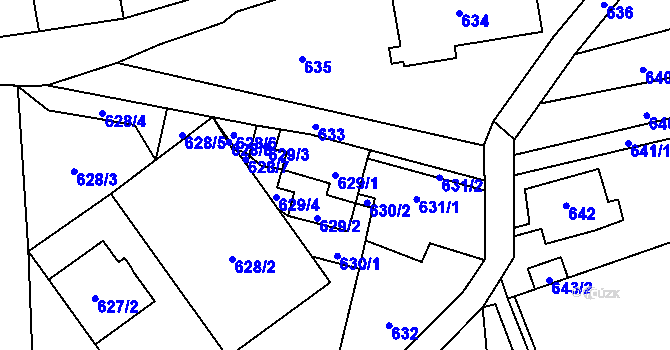 Parcela st. 629/1 v KÚ Troja, Katastrální mapa
