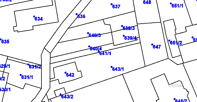 Parcela st. 641/1 v KÚ Troja, Katastrální mapa