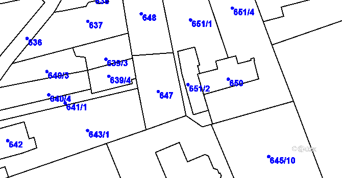 Parcela st. 646 v KÚ Troja, Katastrální mapa