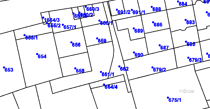 Parcela st. 661/2 v KÚ Troja, Katastrální mapa
