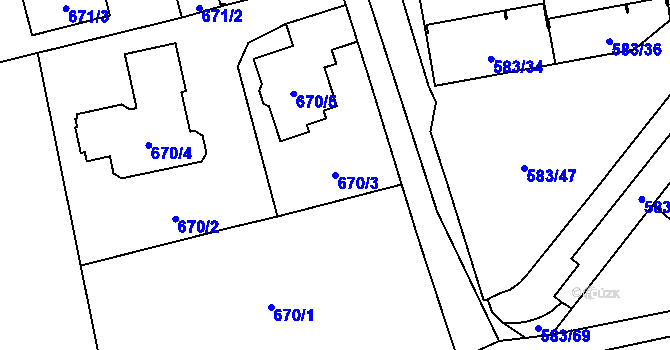 Parcela st. 670/3 v KÚ Troja, Katastrální mapa